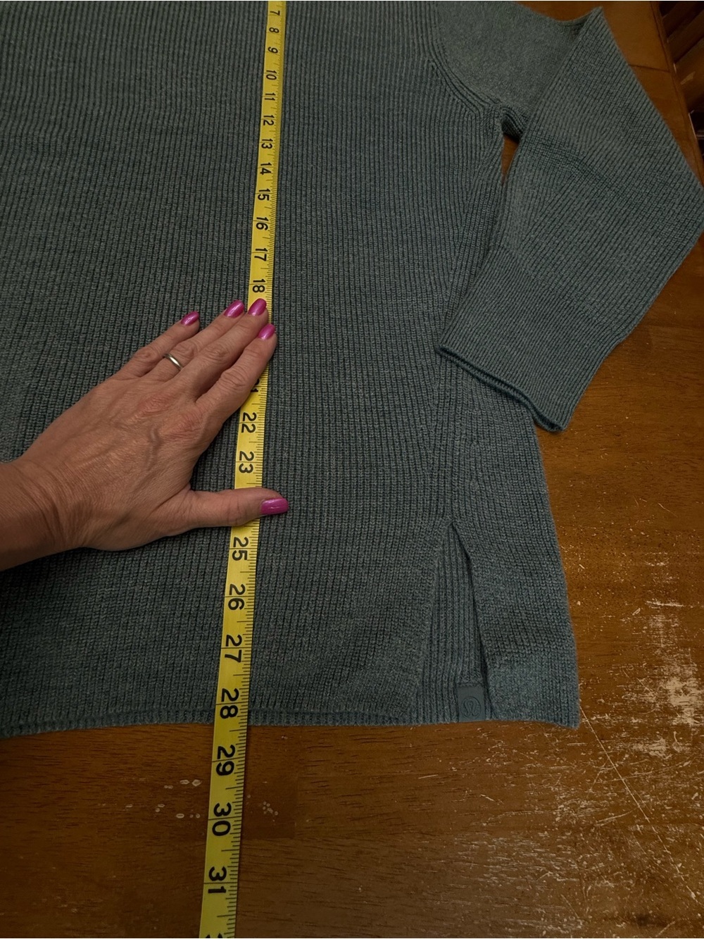 Lululemon Merino Wool-Blend Ribbed Crewneck Sweater 14 Heathered Tidewater - Picture 6 of 7